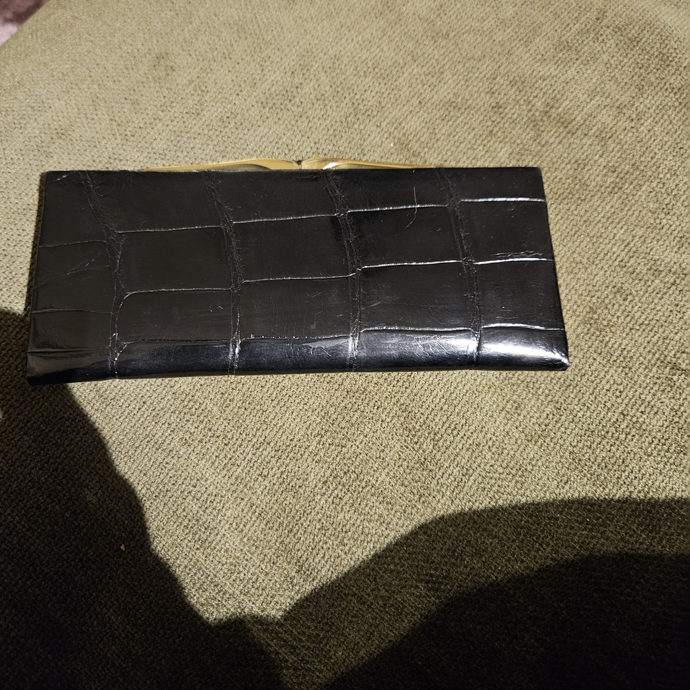 Vintage Black Crocodile Embossed Wallet